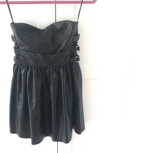 Strapless Black Pleather Zara Cocktail Dress (SM)